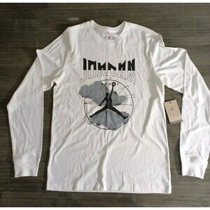 Jordan Sport White Black Long Sleeve Shirt Small FD7004-100 New